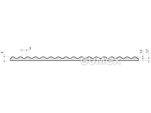 Gummiboden RW2 A9506 3mm, Breite 1250mm, 70°ShA, SBR-NR, gerillte Ausführung, -10°C/+70°C, schwarz, 